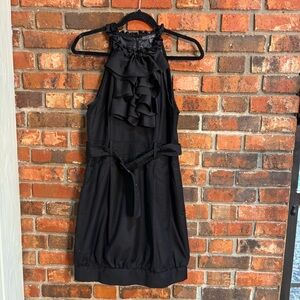 Twenty womens sleeveless ruffle belted mini dress black M